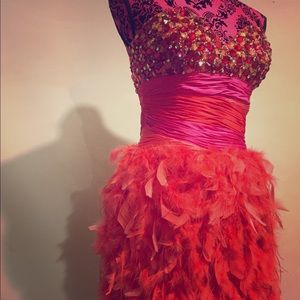 mini strapless fur dress